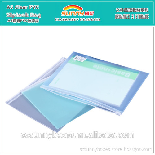 Wholesale Waterproof Transparent PVC A5 Ziplock Storage Bag